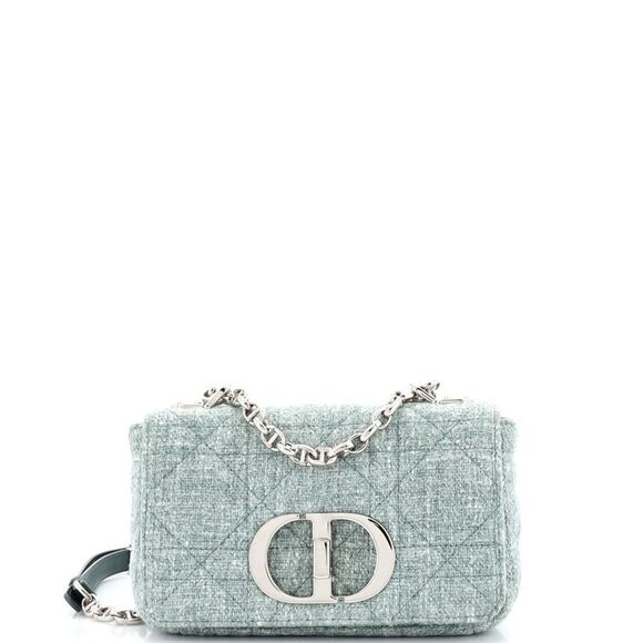 Christian Dior Caro Bag Macrocannage Quilt Linen Small Green - Picture 1 of 6